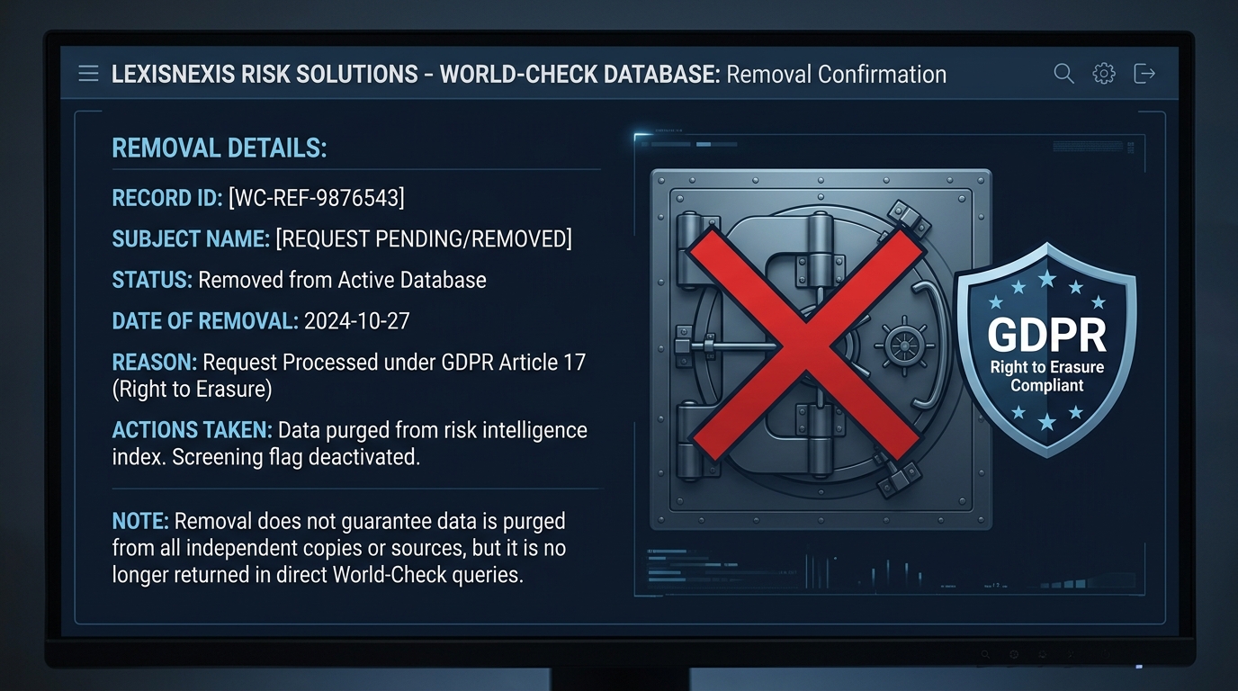 Remoção de World-Check e LexisNexis